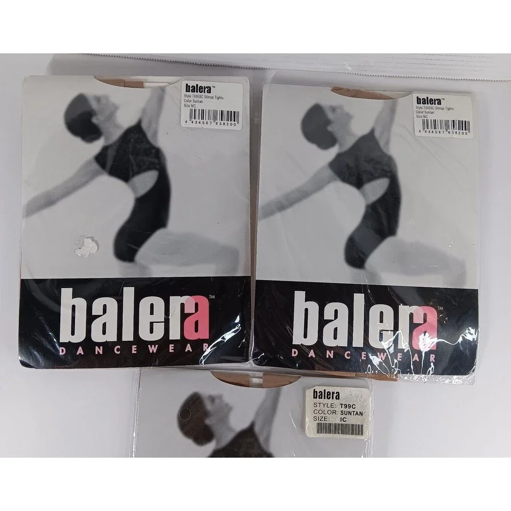 Balera Dancewear Tights Lot Suntan Stirrup Size IC MC Girls T99C T6955C Footed